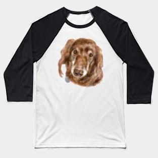 Happy Long Hair Dachshund Pup Baseball T-Shirt